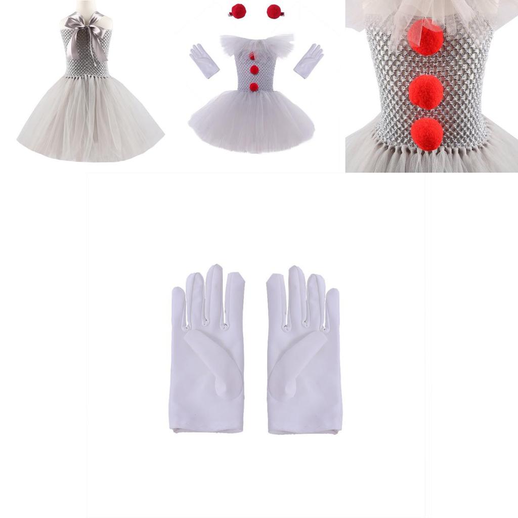 Soft And Fluffy Clown Girls Dress Set For Masquerade Parties
