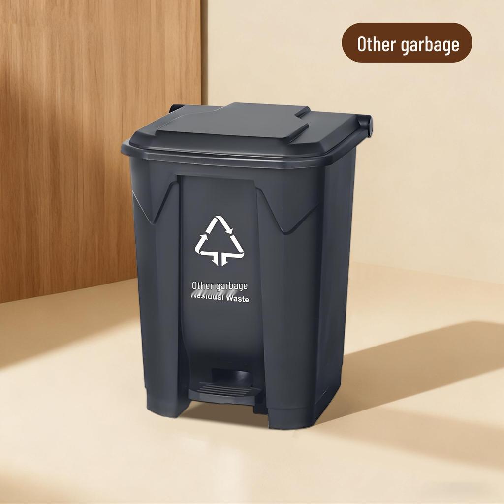 Large Outdoor Commercial Plastic Pedal Trash Can with Lid for Kitchen and Home