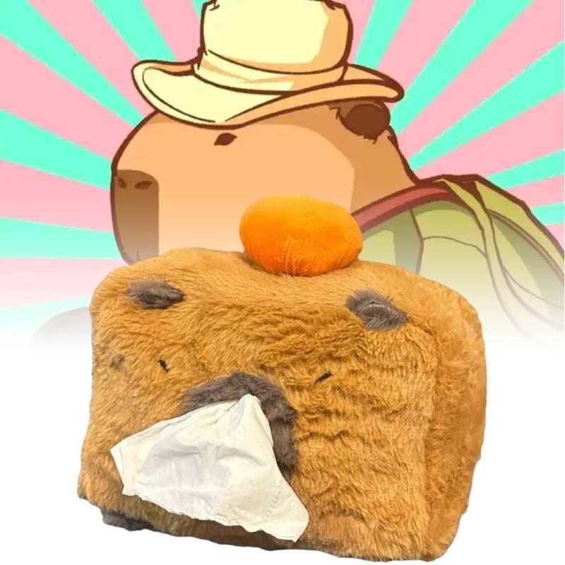 Adorable Capybara Tissue Box Plush Storage Container For Home And Car Organization