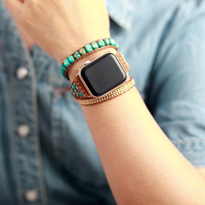Императорский камень 3-слойные Apple Watch с браслетом Богемские украшения