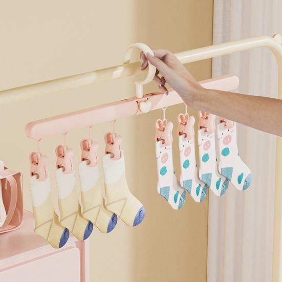 Folding Clothes Hanger 360-Degree Rotation Windproof Hook Strong Load-bearing Portable Clothes Rack Socks Hooks