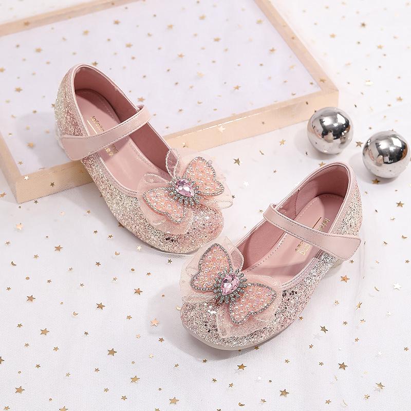 Ultra-Fiber Shiny Rhinestone High Heels for Little Girls - Performance Dance Shoes