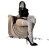 Sexy Pure Desire Over-the-Knee White Silk Cow Print Thigh-High Stockings for Women - Spring/Summer