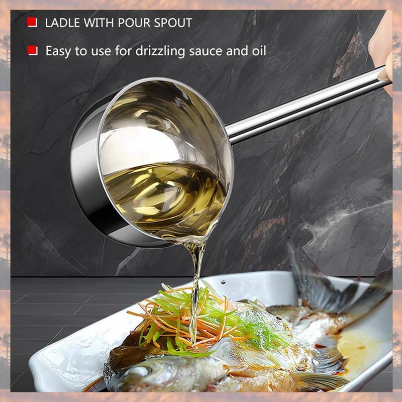 2025 Trend 2X Mała Łyżka do Zupy Metalowa Ze Stali Nierdzewnej Głęboka Łyżka z Dzióbkiem 2 uncje Długi Uchwyt Łyżki do Sosu 10,5 cala