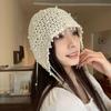 Summer Ethnic Style Knitted Hat with Hollow Pearl Tassel Pendant - Retro Face-Showing Design for Women