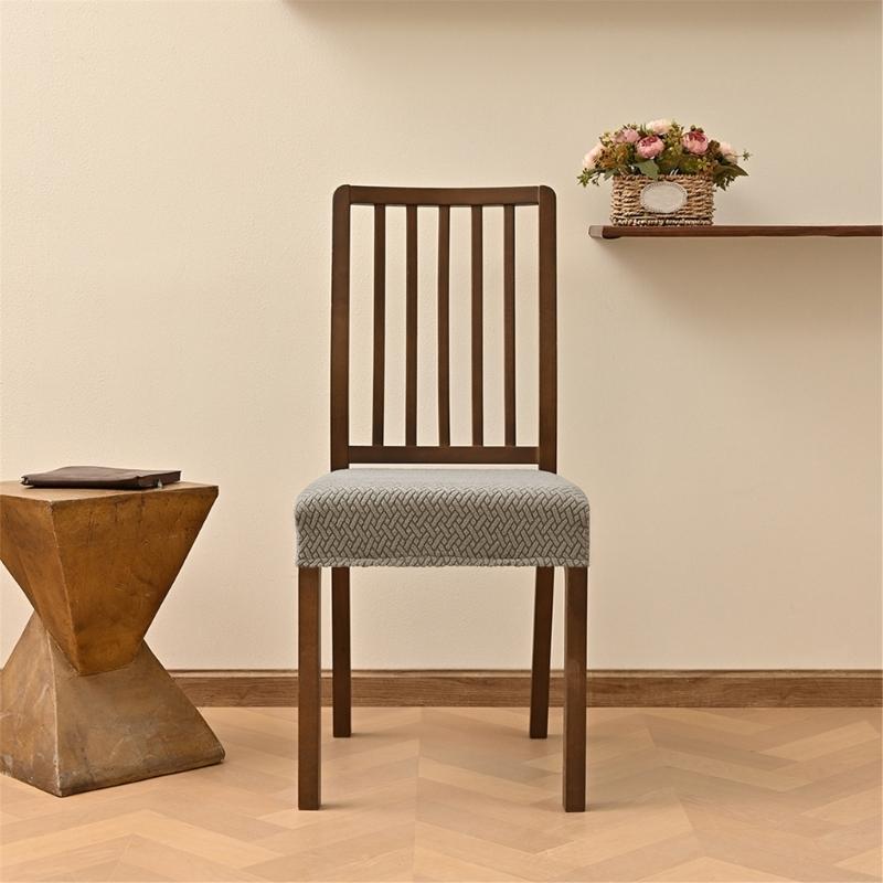 Pack of 4 Dining Chair Seat Covers with Double Elastic Band for Secures Fit Striped Check Design Enhancing Home Decors
