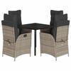 Vidaxl 5-Cz. Gartenmöbel-Set mit Kissen, Grau, PE-Rattan
