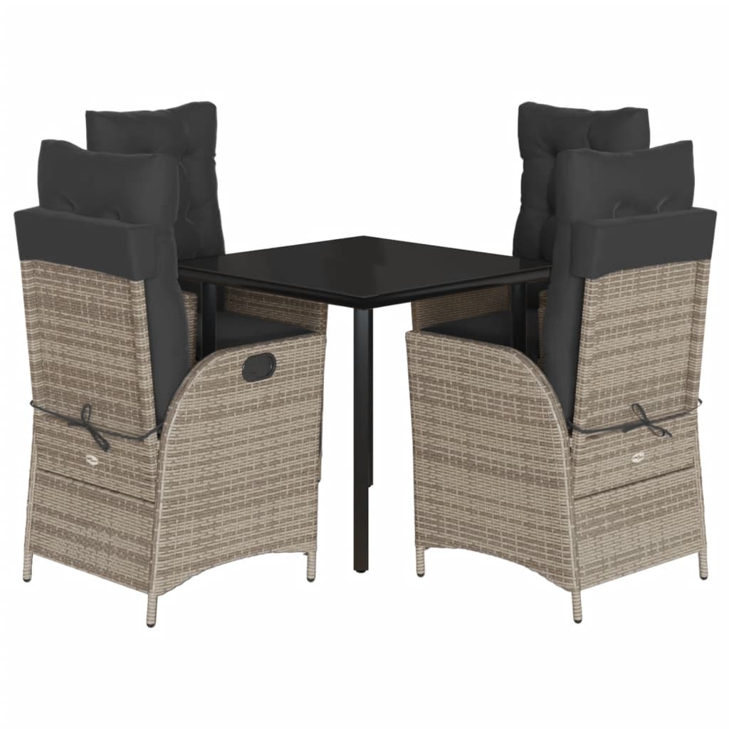 Vidaxl 5-Cz. Gartenmöbel-Set mit Kissen, Grau, PE-Rattan