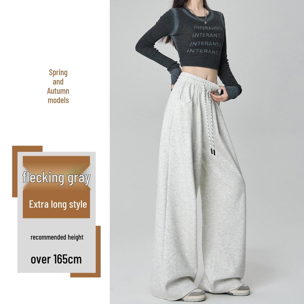 2025 Women's American Style High Waist Velvet Wide-Leg Sweatpants for Autumn/Winter