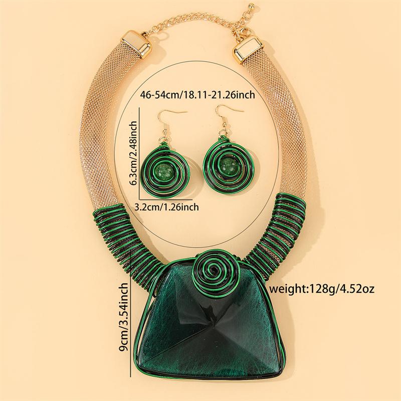 1set Crystal Necklace Earrings Set For Women Vintage Style Colorful Rhinestone Jewelry Set Inlaid Pendant With Lantern Chain