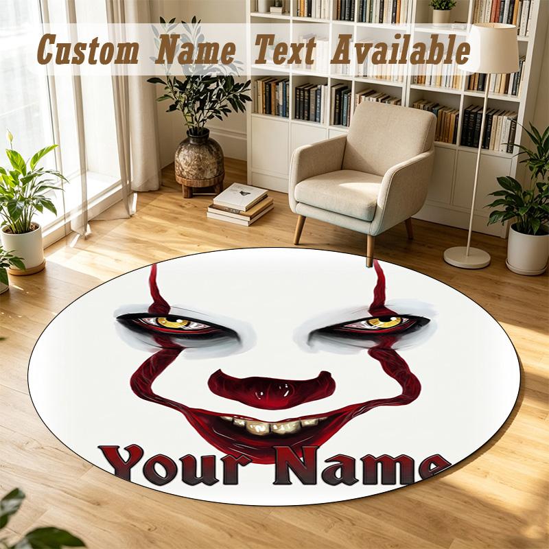 IT Pennywise Personalized Round Rug Support Custom Name, Soft Home Decor Mat