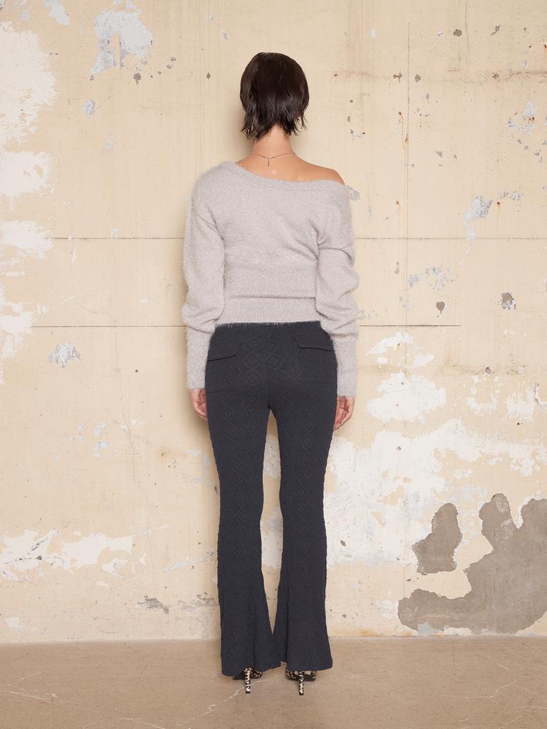 Hilda Fluffy Corset One-Shoulder Knit [Gray]