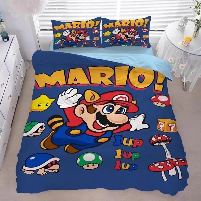 3D Anime Supers M-Mario BrosPrinted Bedding Set- Duvet Cover + Pillowcases2/3pcsSuitable for Kids Adults Soft Polyester