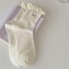 5 Pairs of Female Spring and Summer Breathable Lovely Embroidered Love Lace Bubble Mouth Tube Socks