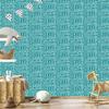 Polynesian Geometric Pattern Turquoise Wallpaper 50x1000