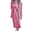 2Pcs/Set Women Suit Set Lapel Long Sleeve Flap Pockets Suit Coat High Waist Midi Skirt Set Solid Color Office Lady Suit Workwear