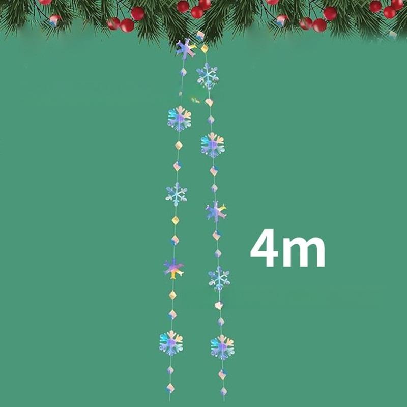 4M Зимняя гирлянда со снежинками Радужный цвет Снежинка Латте-арт Рождественское украшение Цветная гирлянда со снежинками Подвеска 4M