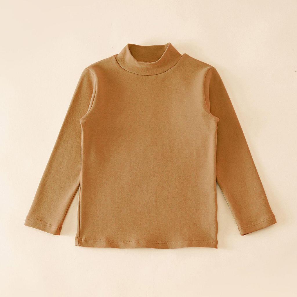 2024 Kids' Warm Long-Sleeve Mid-Collar Cotton T-Shirt for Autumn & Winter