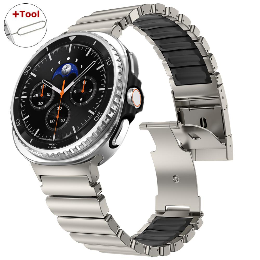 

Titanium Rubber Strap for Samsung Galaxy Watch 8 44mm 40mm 8 Classic 46mm Correa Metal Band for Galaxy Watch Ultra2 2025 2024 Galaxy 8 44mm 40mm