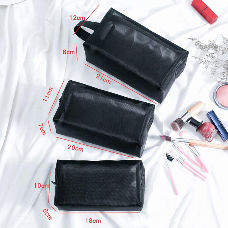 Portable Mesh Transparent Cosmetic Bag Makeup Case Women Travel Zipper Make Up Organizer Wash Toiletry Beauty Storage Bag Pouch