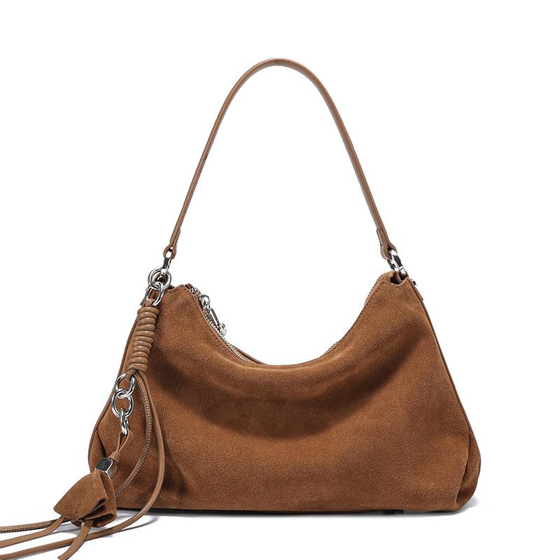 2025 New Matte Cowhide Underarm Bag for Women Genuine Leather Shoulder Bag High-End Handbag Niche Design Crossbody Bag