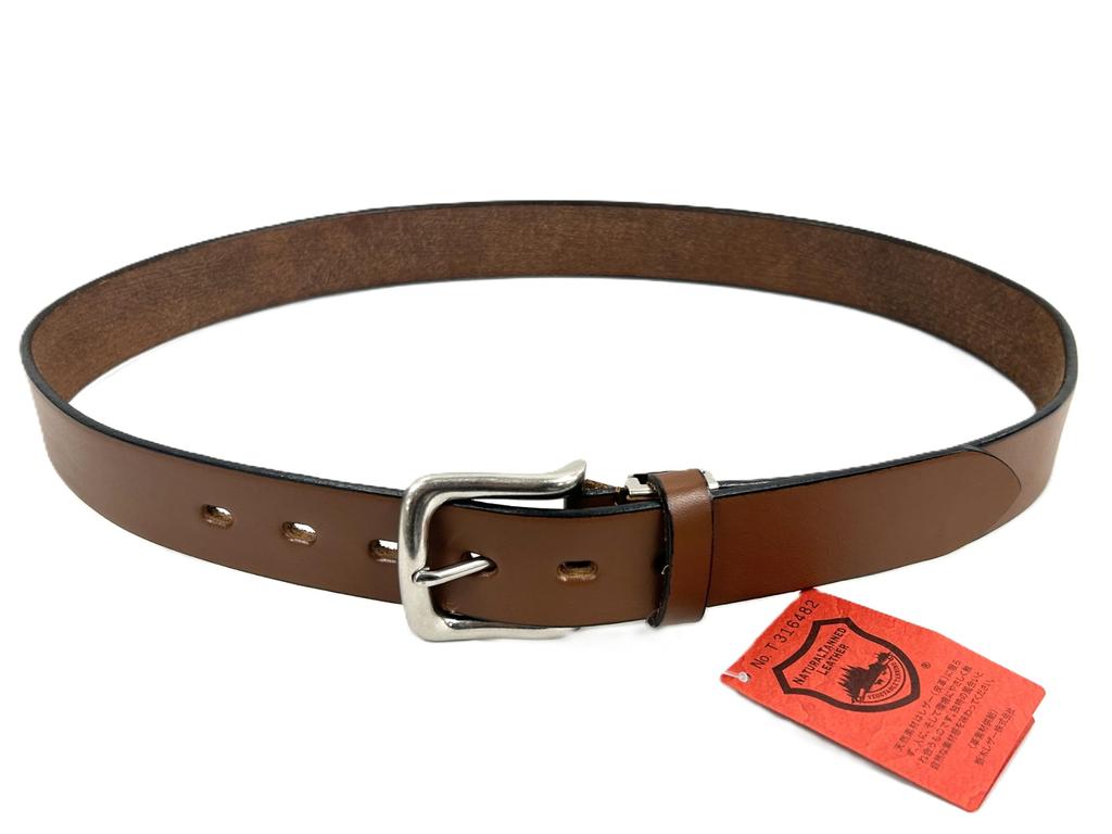 [HANG OVER] Tochigi Leather Belt for Men, Genuine Leather, 35mm, Single Piece Leather, Plain, Made In Japan, 2609-3506 (Brown)