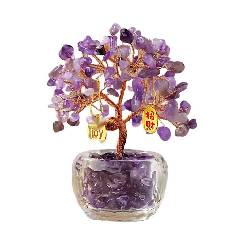 Natural Crystal Wealth Tree Ornament for Entrance or Desktop