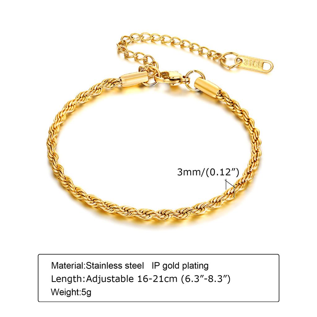 Paperclip Chain Bracelet for Women , Rectangle Link Stainless Steel, Adjustable Fashion Jewelry