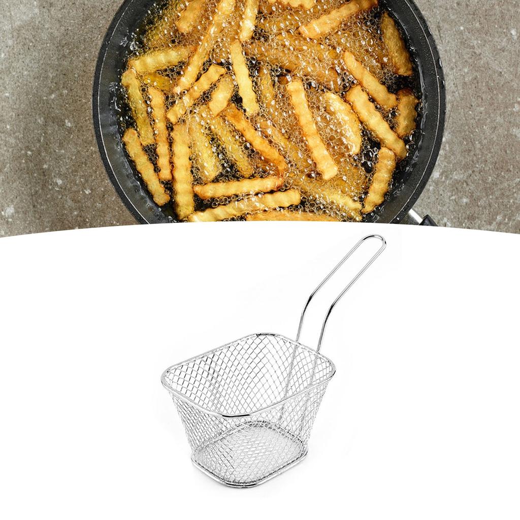 Deep Fry Basket Stainless Steel Mesh Basket with Handle Easy Clean Large Capacity Fry Cooking Tool