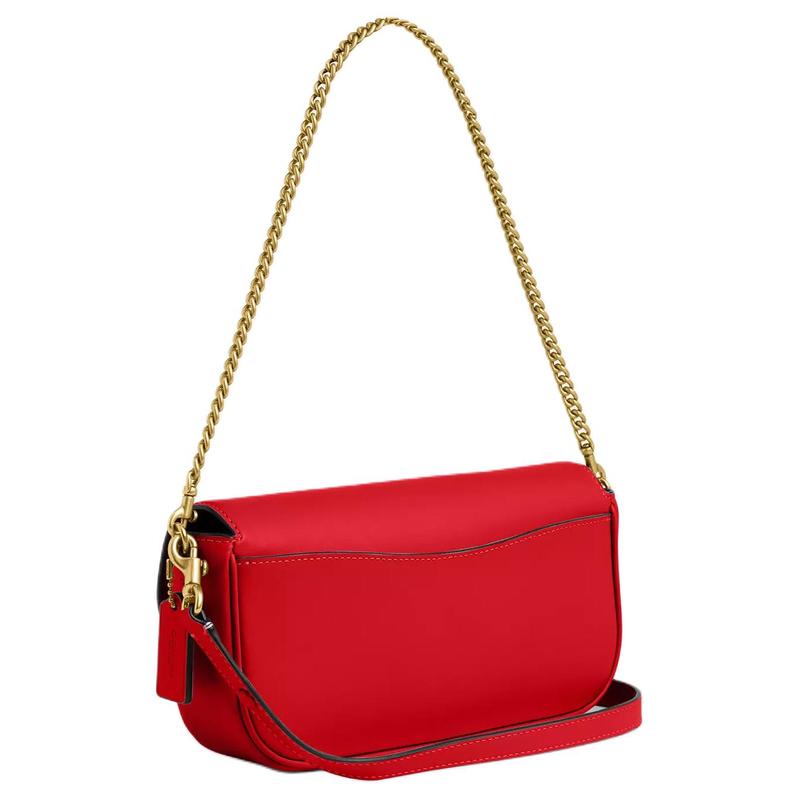 Coach Brook Flap 25 Gold Hardware Fine Calfskin Shoulder Bag Medium Women's Red