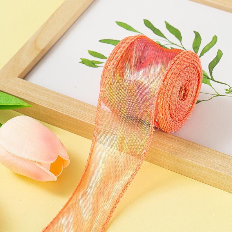 4cm x 10 Yards Iridescent Fishtail Yarn Ribbon, Polyester Lace Tulle for Floral Art & Baking.