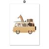 Cartoon Auto Giraffe Elefant Affe Bär Wand Kunst Leinwand Malerei Nordic Poster Und Drucke Tier Wand Bilder Kinderzimmer Dekor