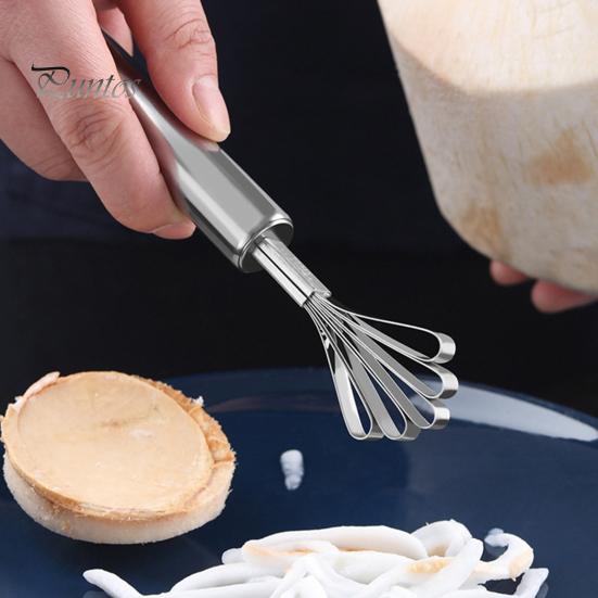 Stainless Steel Coconut Cutter Manual Opener/Rubber Hammer/Coconut Meat Grater, Thickened Hole Kitchen Gadget for Hard Shell Fruits Puncher, Anti-slip