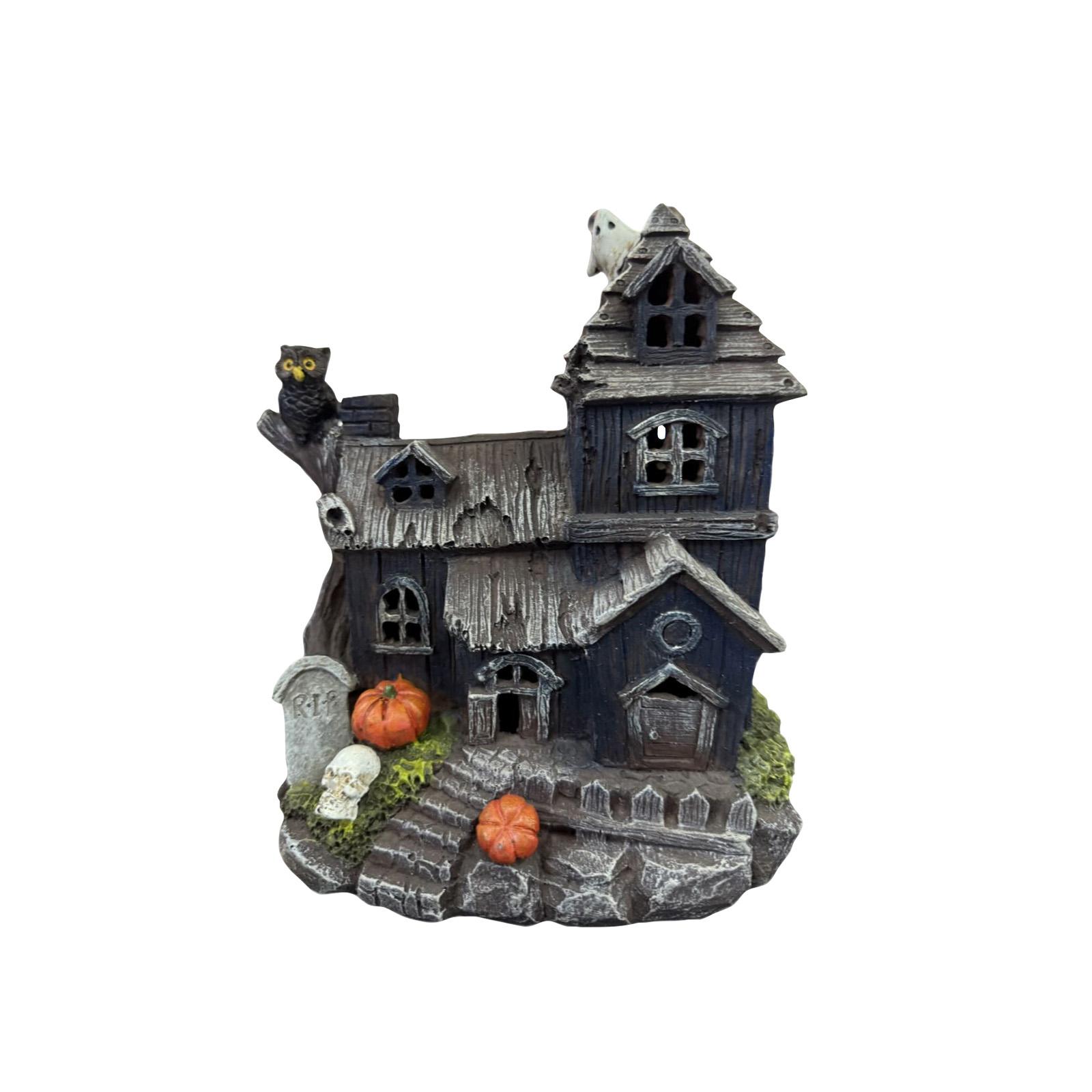 

Seven-Color Gradient Slow-Flashing Solar HalloweenSkullBat Resin Handicraft Display, Haunted House Atmosphere House Decoration Display One Size
