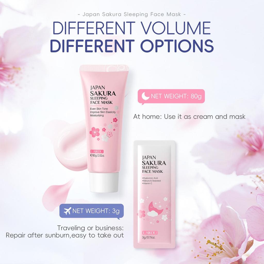 LAIKOU Sakura masque de sommeil acné soins de la peau hydratant apaisant masque Facial hydratant 3g x 15 pièces