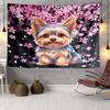 Cherry Blossom Yorkie Tapestry Room Decoration Wall Hanging for Living Room Bedroom, dormitory, Birthday and Christmas gifts