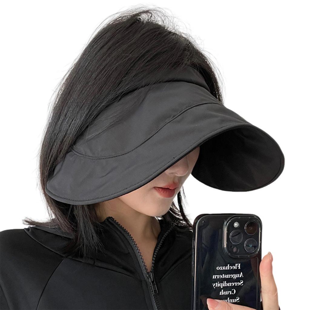 Empty Top Sun Hat For Women Summer Outdoor Wide-brimmed Hat Uv Protective Large Eave Hat Portable Folding Chicken Rolls Cap