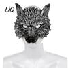 Medieval Wolf Mask 3D Head Mask, High Elastic Lightweight Comfortable Werewolf RP Material Costume with Adjustable Strap for Halloween Cosplay