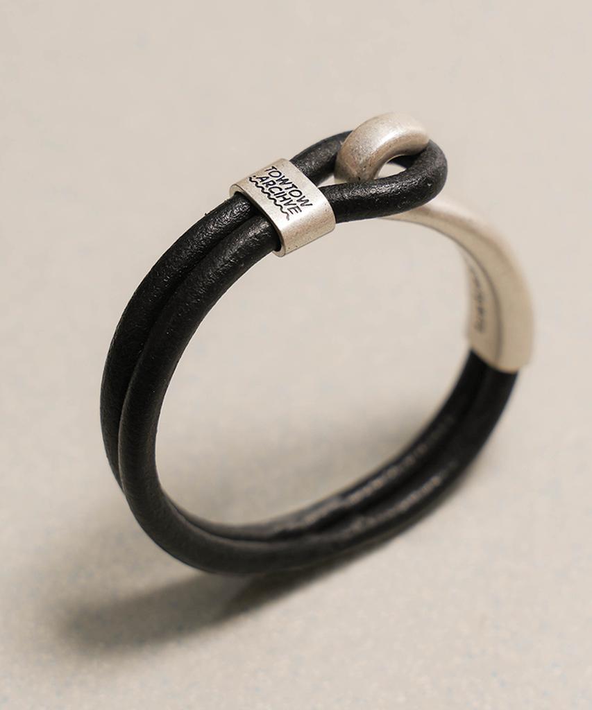 Towtow Archive Grit Leather Bracelet Black