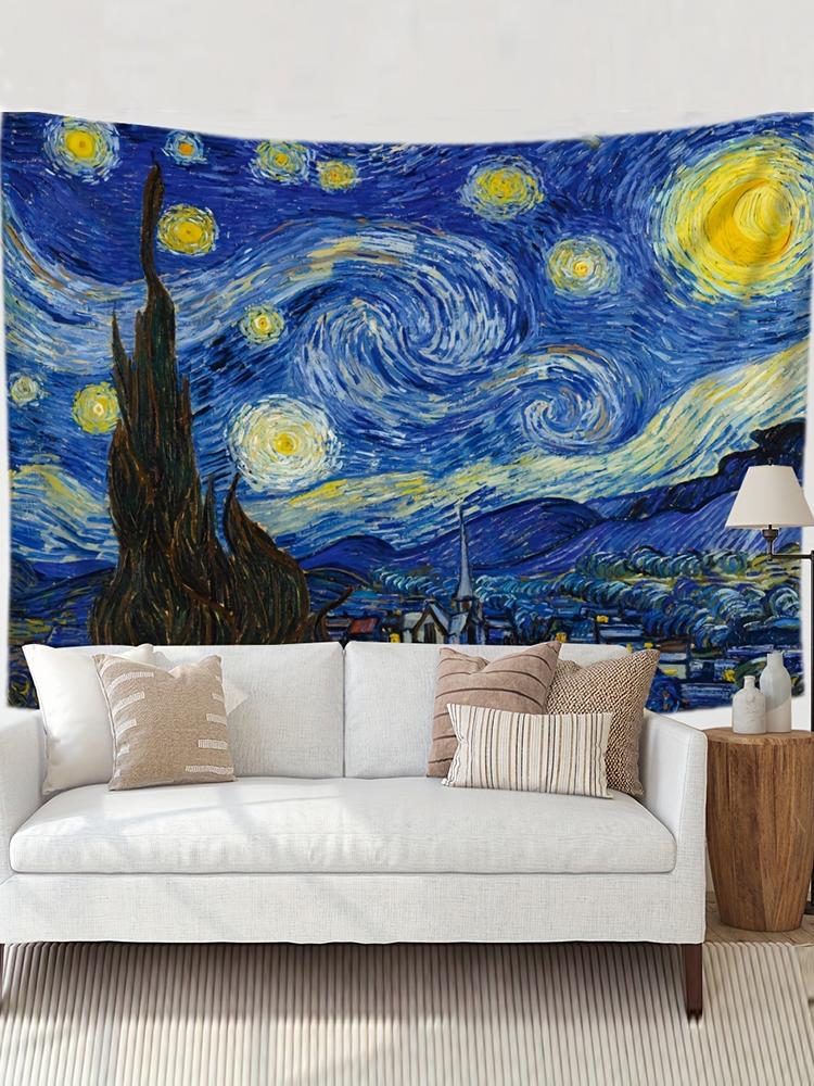 1pc Van Gogh Tapestry Famous Printed Blanket Wall Hanging Star Moon Night Tapestry Decoration Bedroom Study Home Decoration