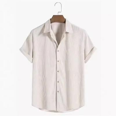 Herren Freizeithemd Modisches lockeres gestreiftes Kurzarmhemd für den Strand