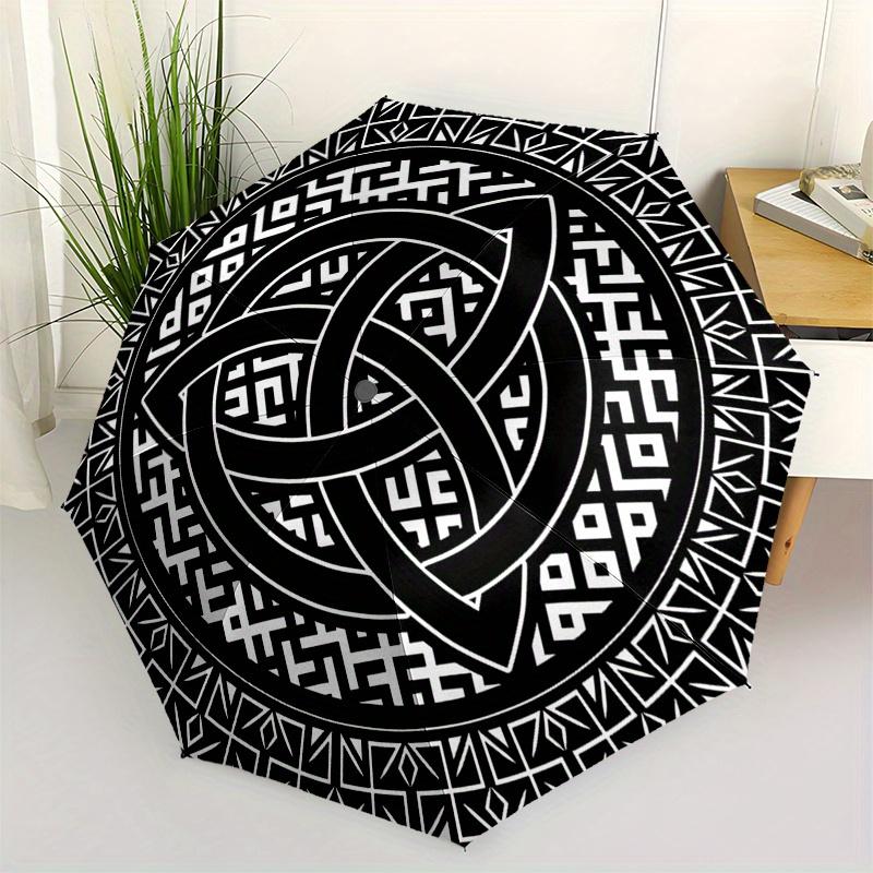 Celtic Knot Circle - Triquetra Symbol Umbrella, Portable 3-Fold Umbrella for Men & Women,Christmas Gift ES