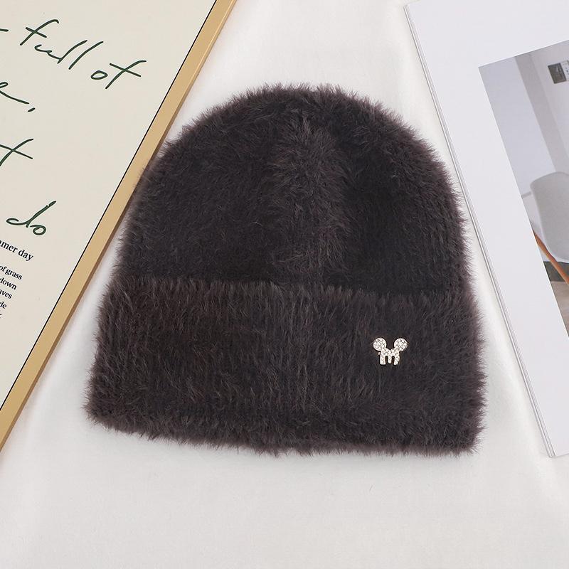 Autumn and Winter Hats for Women Plush New Korean Knitted Hats Versatile Warm Ear Protection Thickened Fashionable Wool Hats