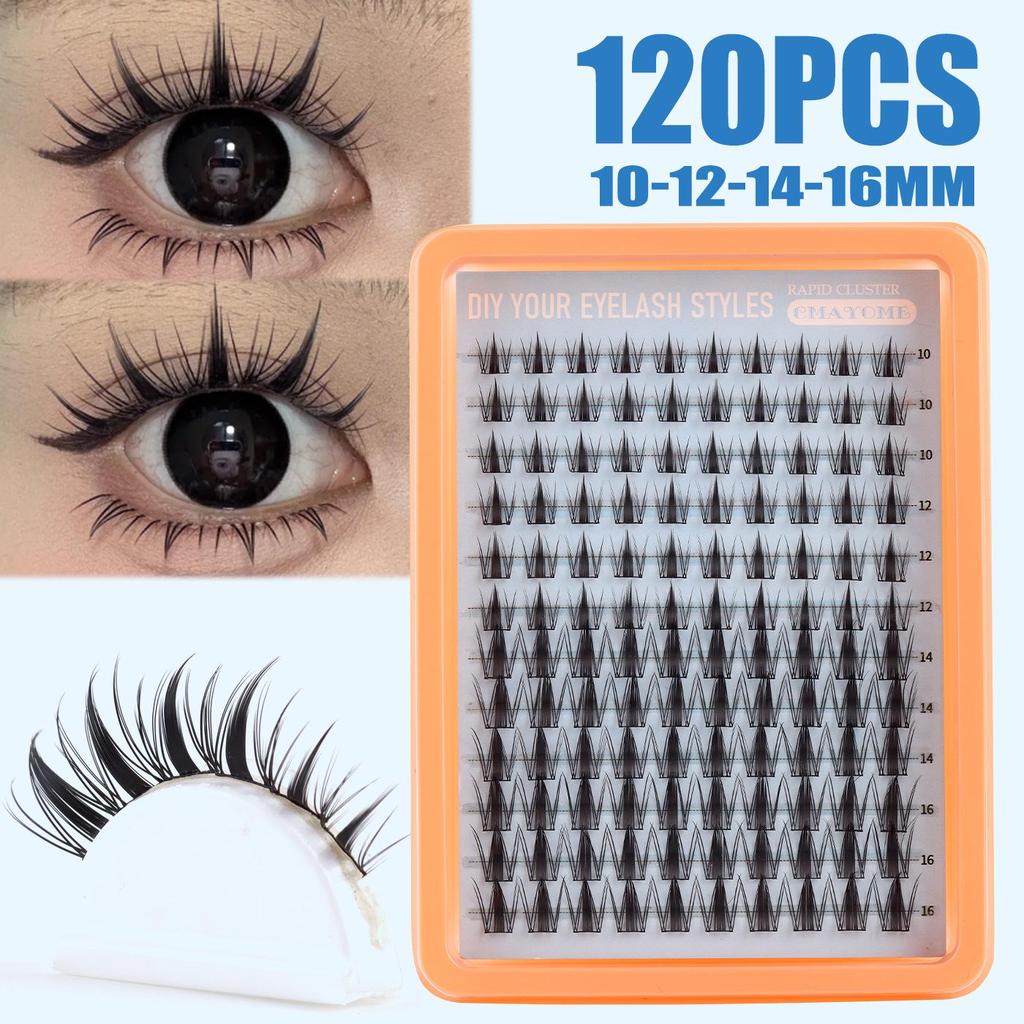 Natural C Curl Individual False Eyelashes: 120 Clusters, 10-16mm, DIY Dense Segmented Lashes