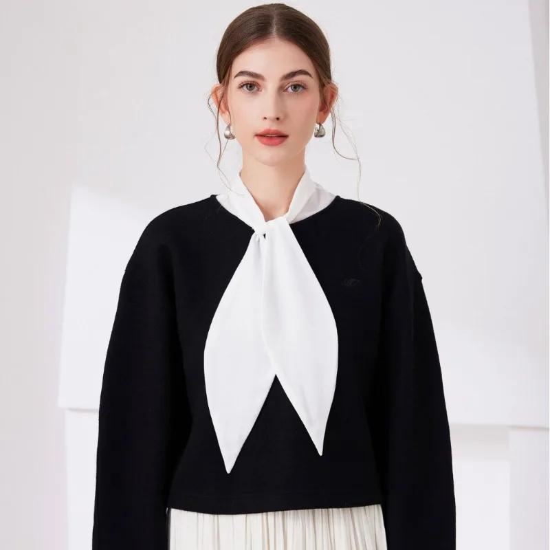 Primăvară Toamnă Șireturi Papioane Guler Fals pentru Femei Pulover Bluză Topuri Cămașă Detașabil Guler Fals Guler Cravată