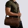 Crazy Horse Leer Heren Barrel Crossbody Tas Retro Motorfiets Kussen Cilinder Schoudertas
