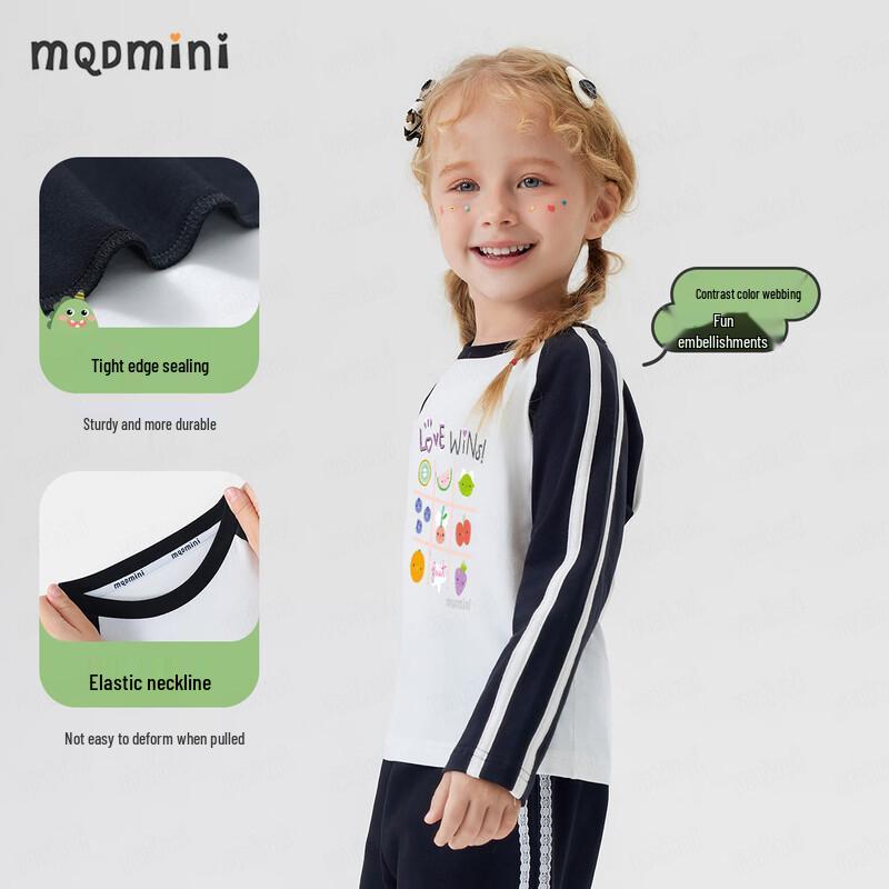 MQDMINI Girls' 5A Antibacterial Long Sleeve Raglan T-Shirt