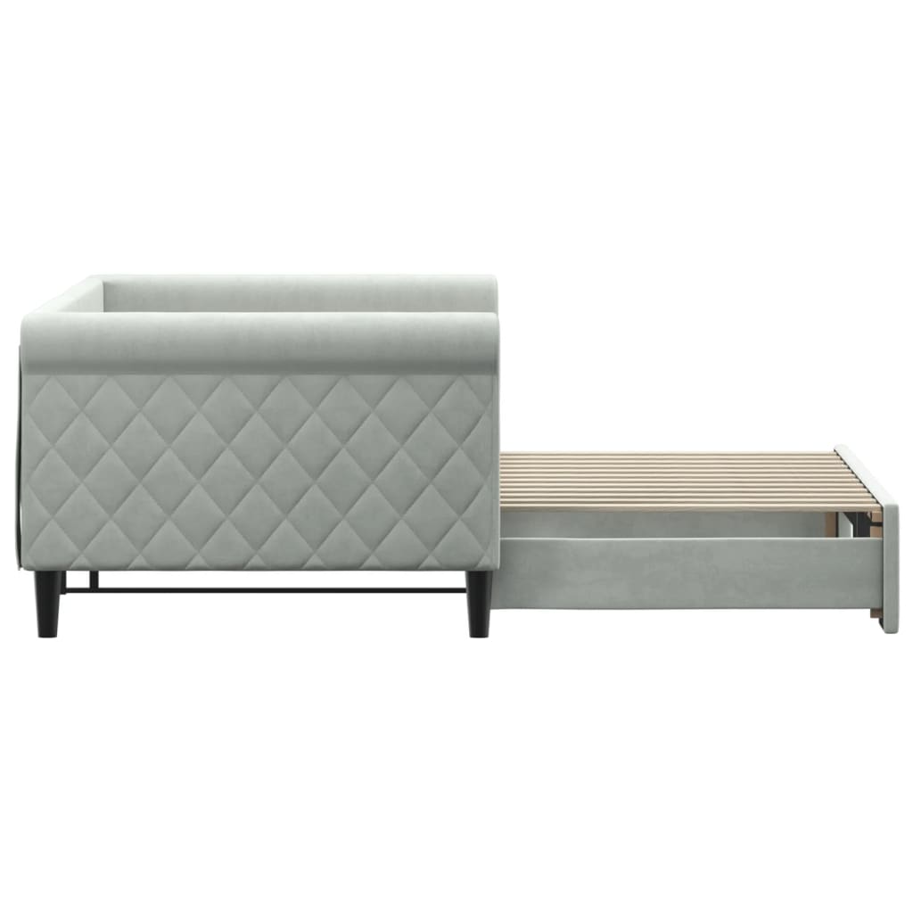 Pull Out Daybed Light Grey 90x200 Cm Velvet