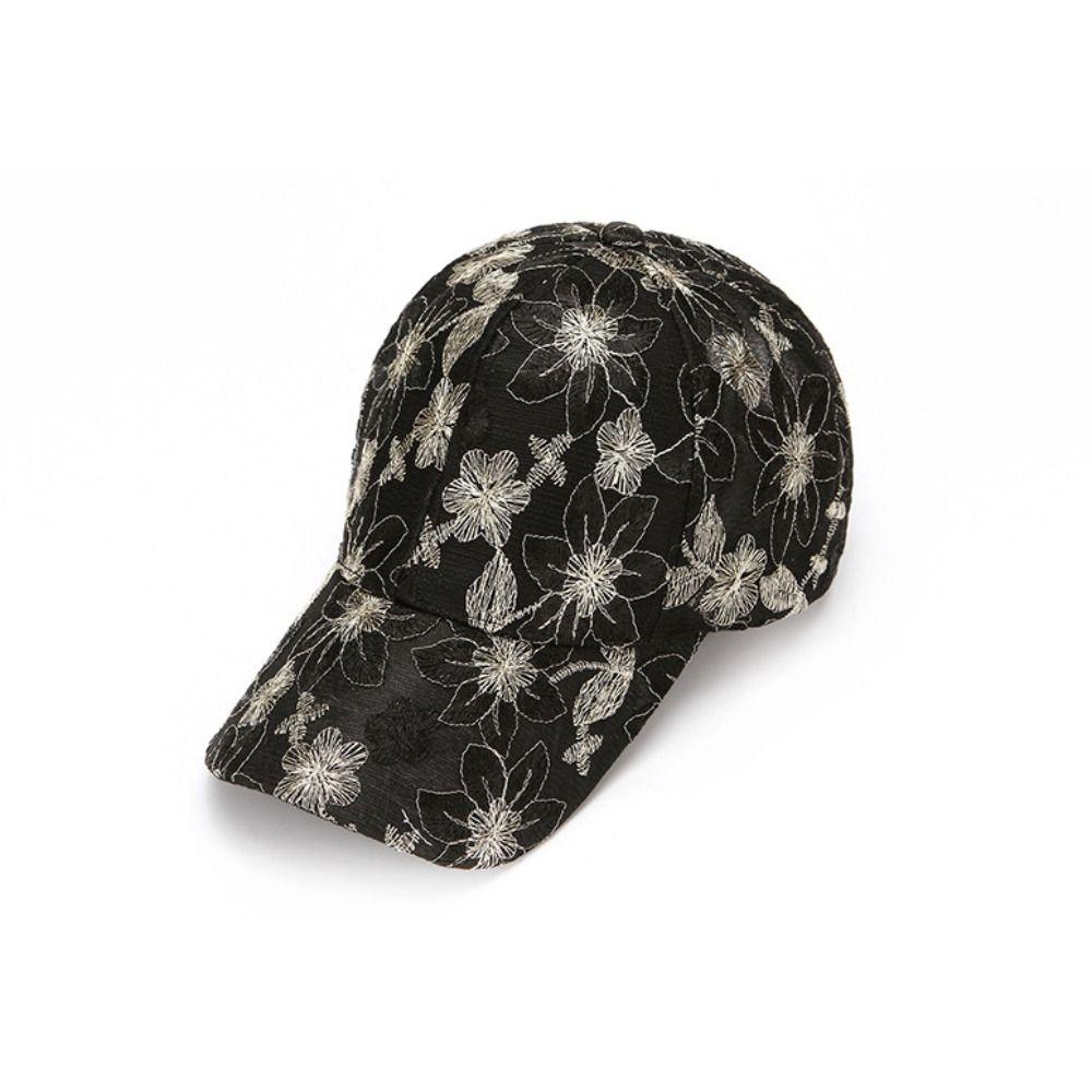 Adjustable Floral Lace Baseball Cap Hollow Outdoor Sun Hat Elegant Mesh Baseball Hat  For Women