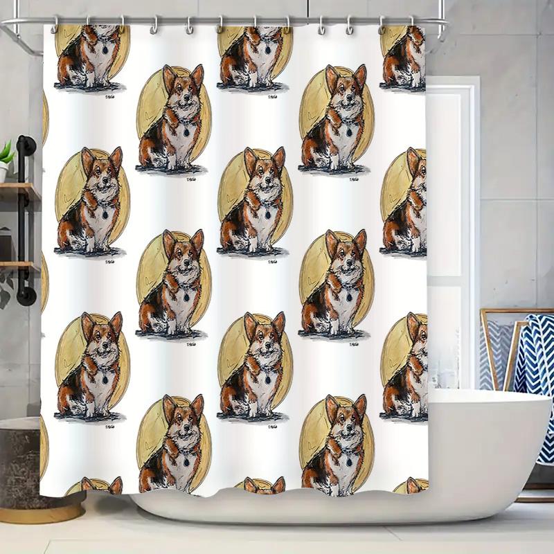 

Cute Shiba Inu Dog Shower Curtain Waterproof Bathroom Decor Japanese Dog Lover Gift Washroom Fabric W60H190(CM)-1 Pcs